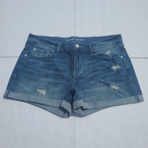 Old Navy Womens Boyfriend Distressed High Rise Stretch Blue Denim Shorts Size 12